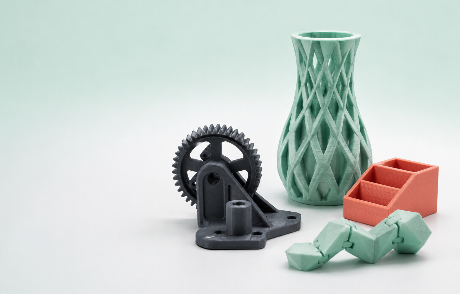 A collection of custom 3D printed objects